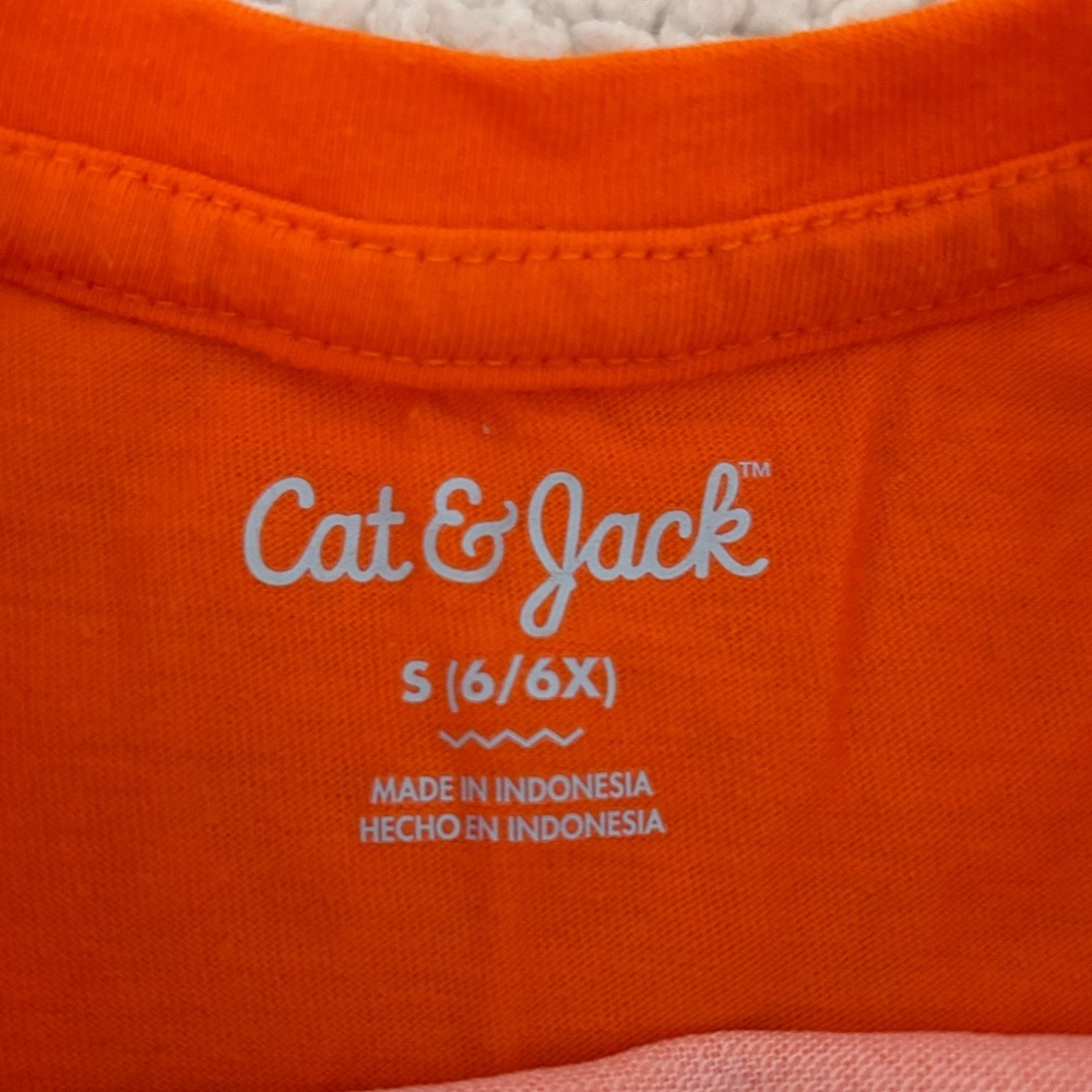 Cat & Jack Orange Tee with Cat Design - Picture 4 of 5